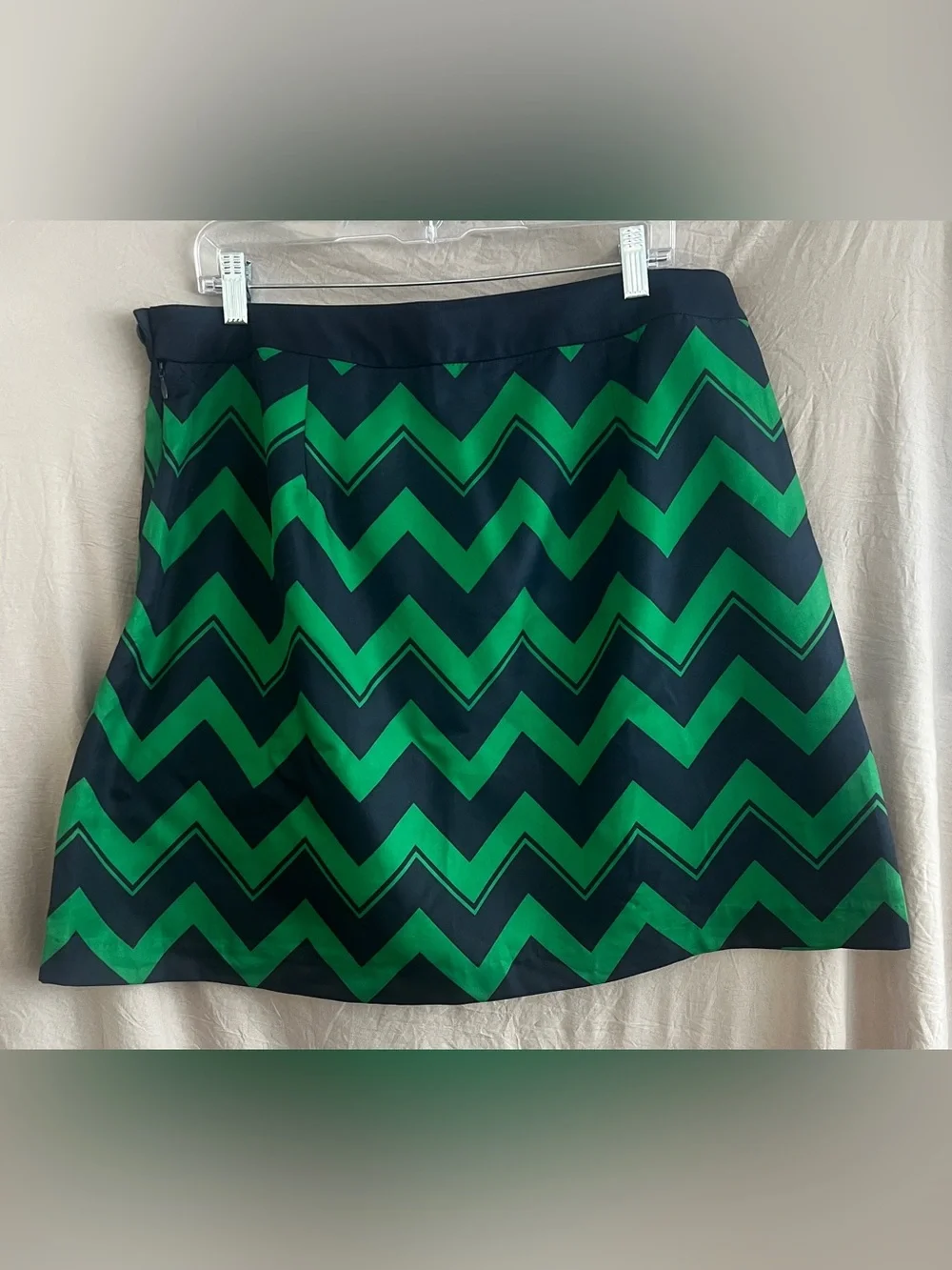 The Limited Navy and Green Chevron Mini Skirt